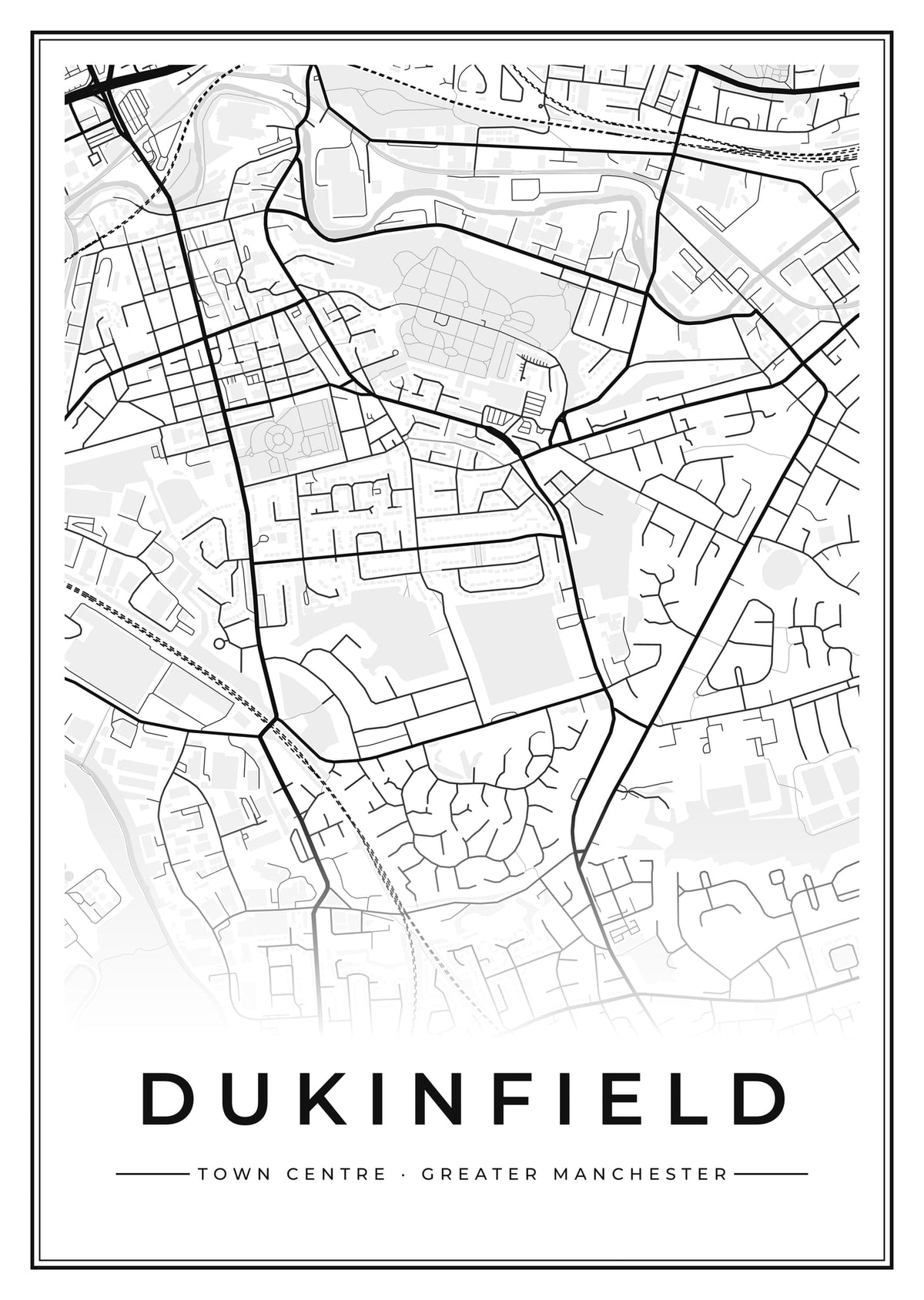Street map poster of Dukinfield town centre, Greater Manchester