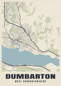 Street map poster of Dumbarton, West Dunbartonshire