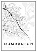 Street map poster of Dumbarton town centre, West Dunbartonshire