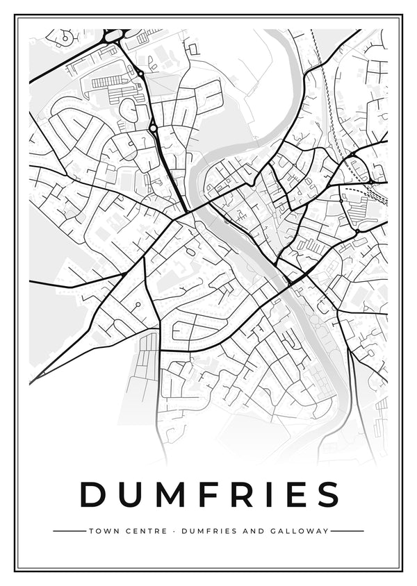 Dumfries Town Centre Street Map Poster