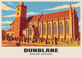 Dunblane Cathedral poster, Retro Railway style