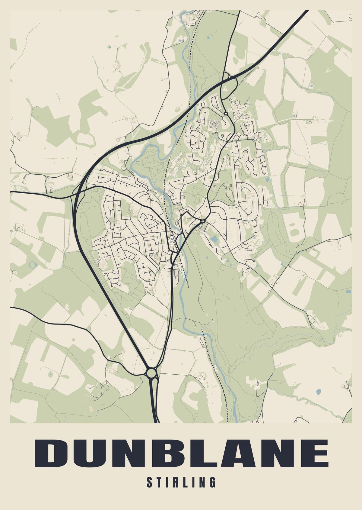 Street map poster of Dunblane, Stirling