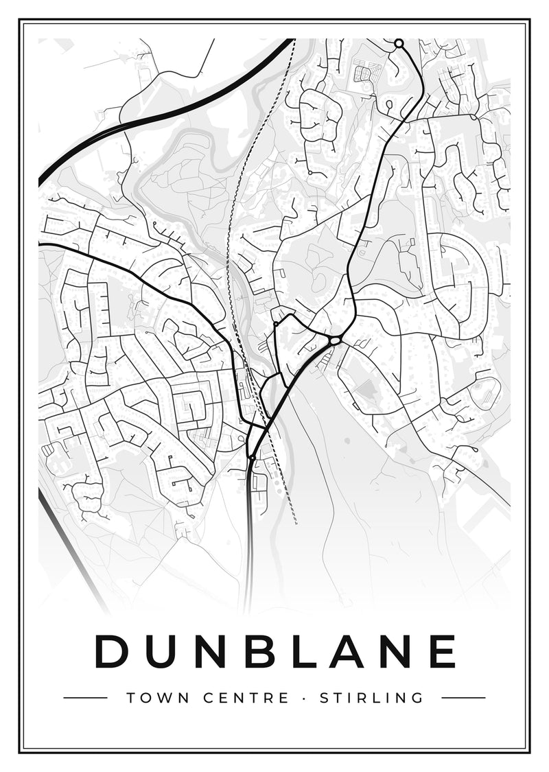 Dunblane Town Centre Street Map Poster