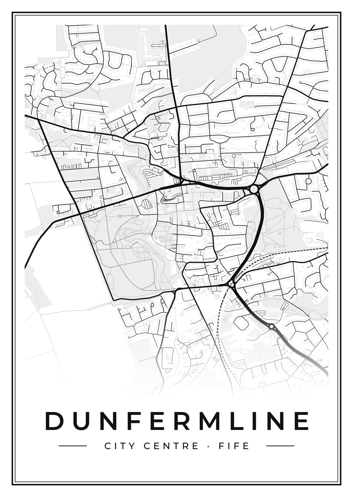 Street map poster of Dunfermline city centre, Fife