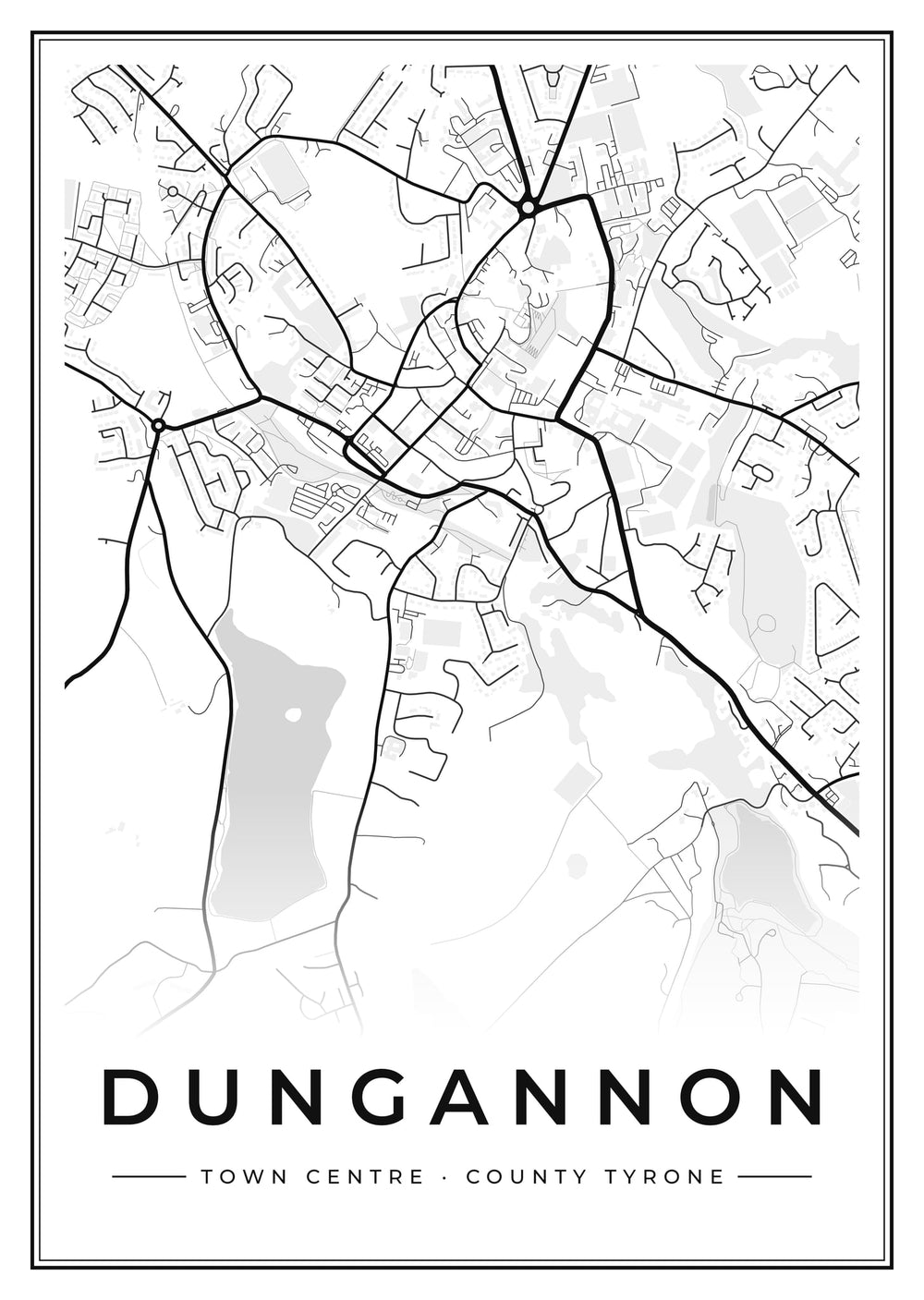 Dungannon Town Centre Street Map Poster