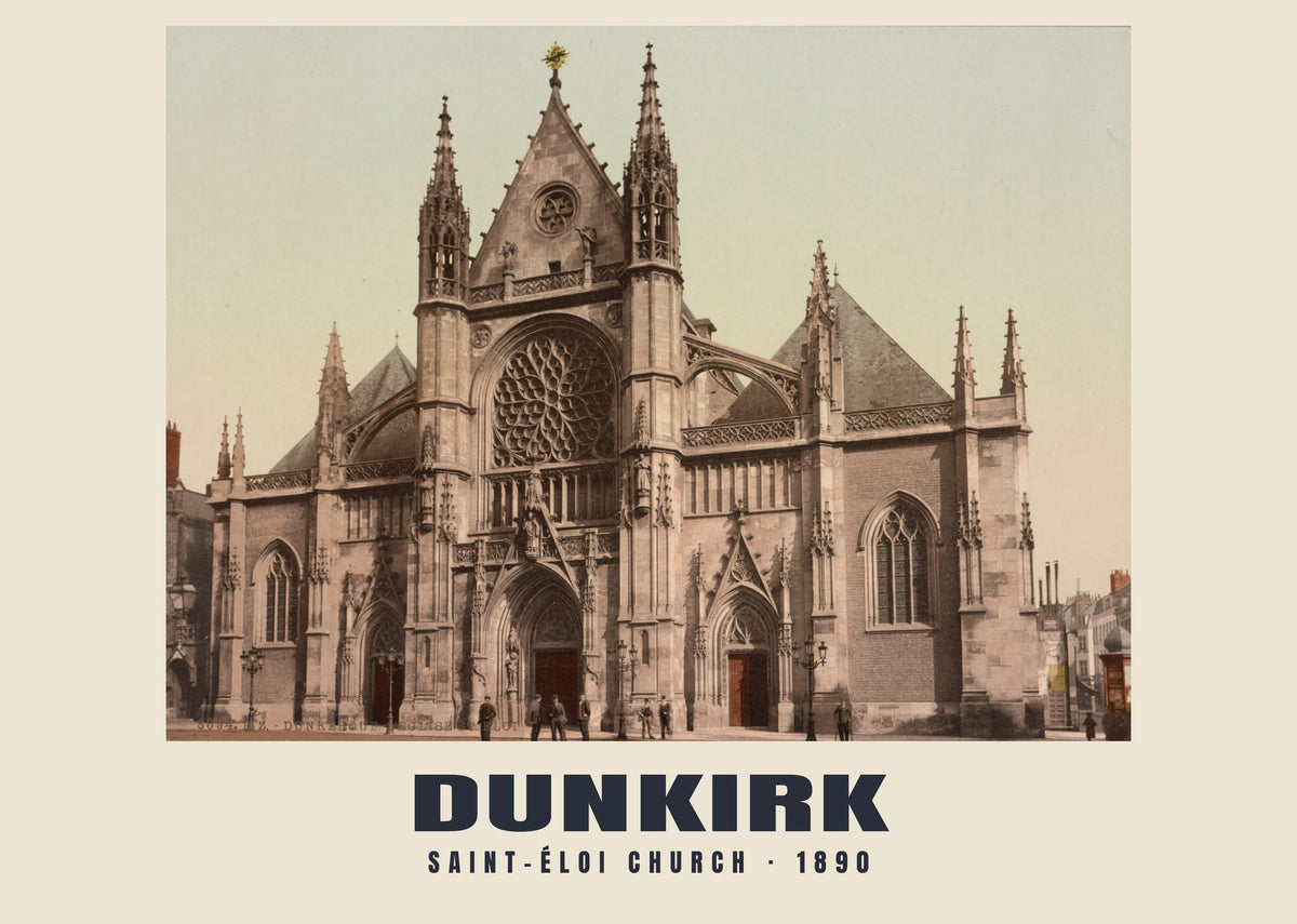 Saint-Éloi church, Dunkirk, 1890 heritage photograph