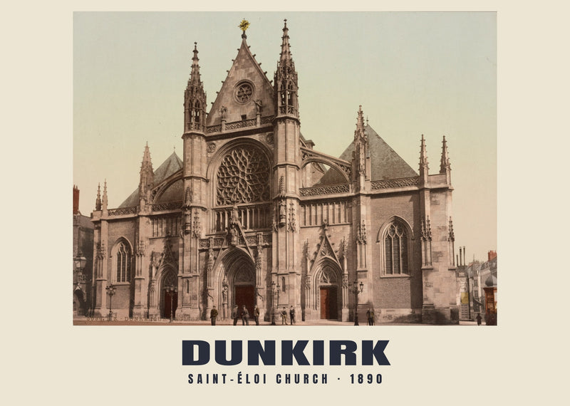 Chiesa di Saint-Éloi, Dunkirk — 1890 · Stampa fotocromatica d’epoca