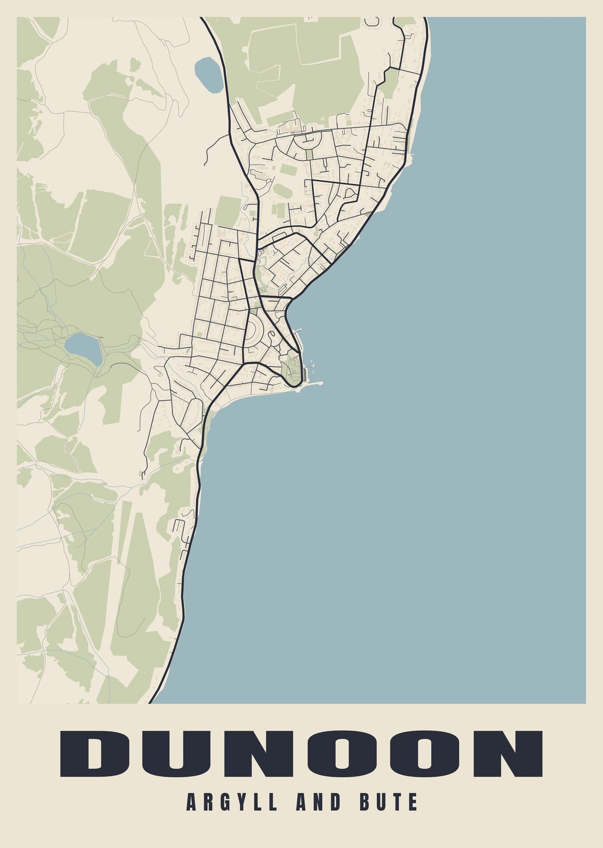 Street map poster of Dunoon, Argyll and Bute