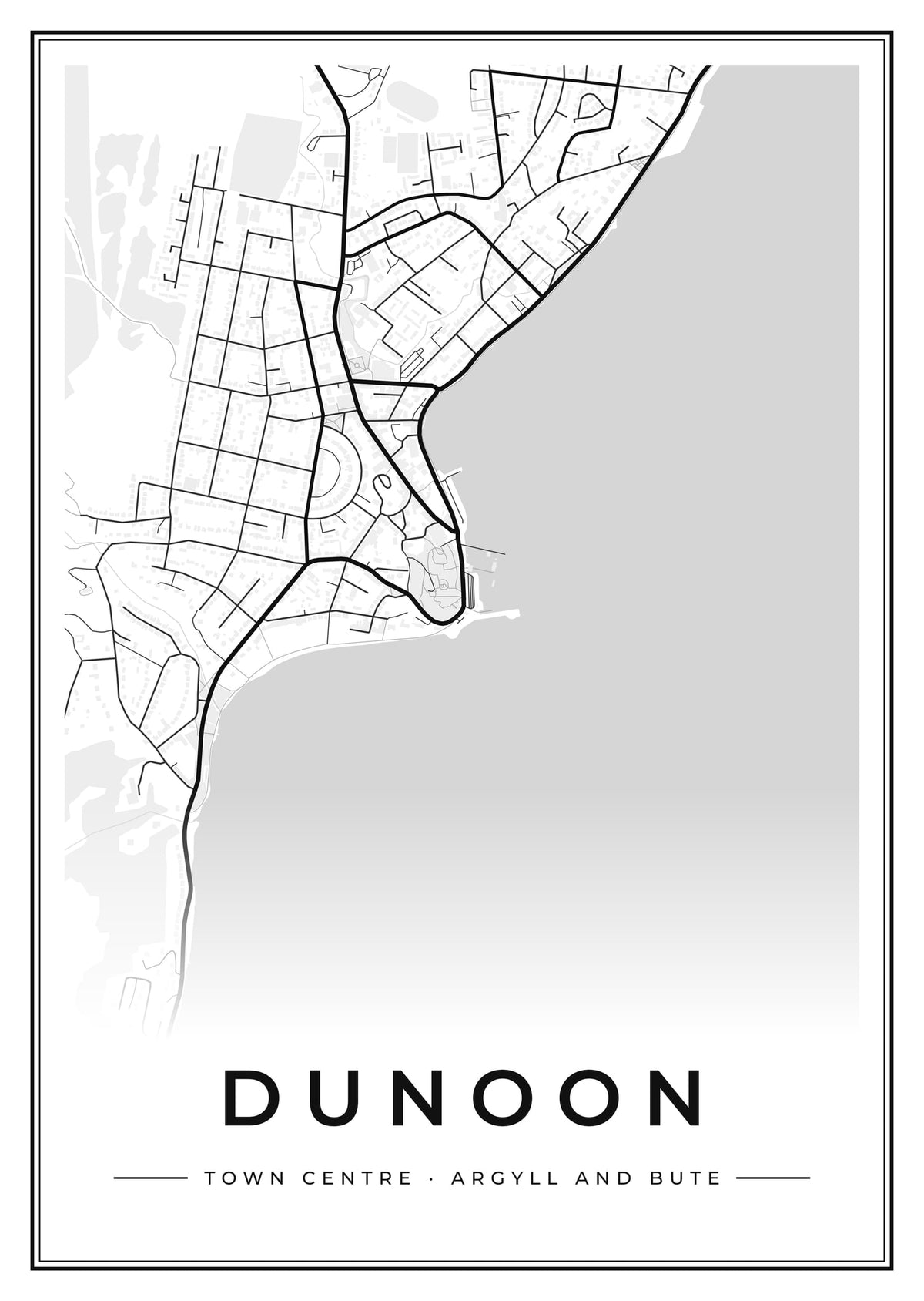 Street map poster of Dunoon town centre, Argyll and Bute