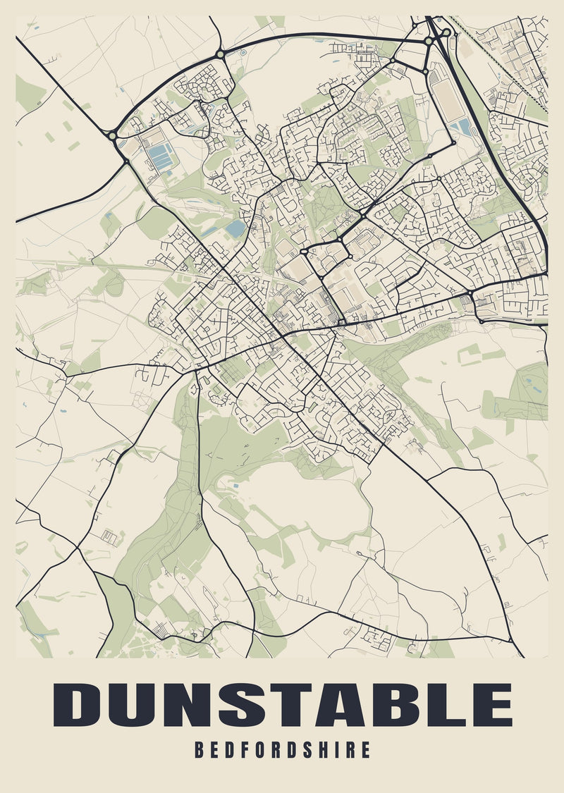Dunstable Street Map Poster
