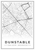 Street map poster of Dunstable town centre, Bedfordshire