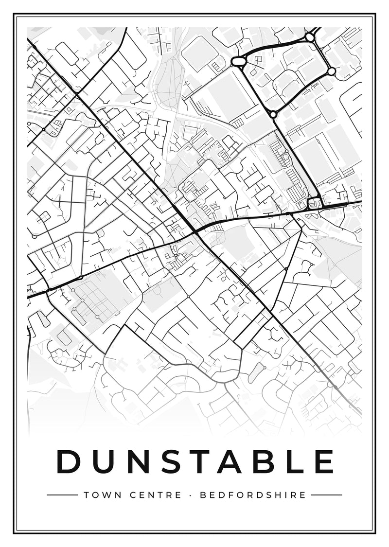 Dunstable Town Centre Street Map Poster