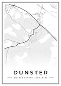 Street map poster of Dunster village centre, Somerset
