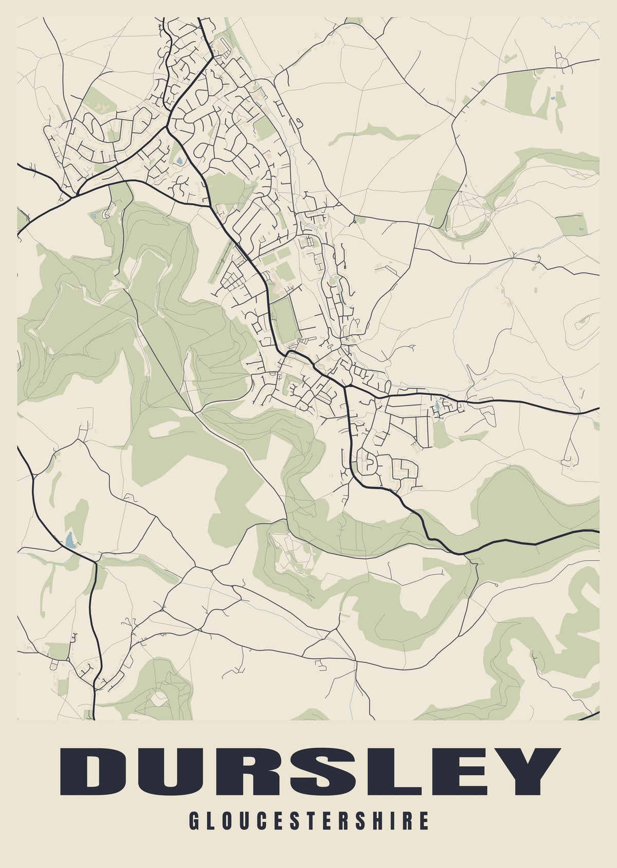 Street map poster of Dursley, Gloucestershire