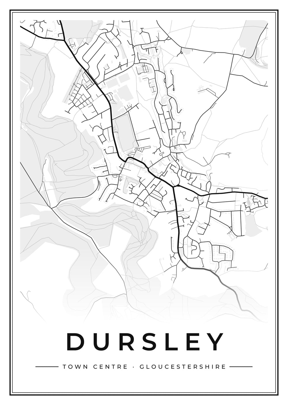 Dursley Town Centre Street Map Poster