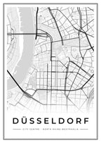 Street map poster of Düsseldorf city centre, North Rhine-Westphalia