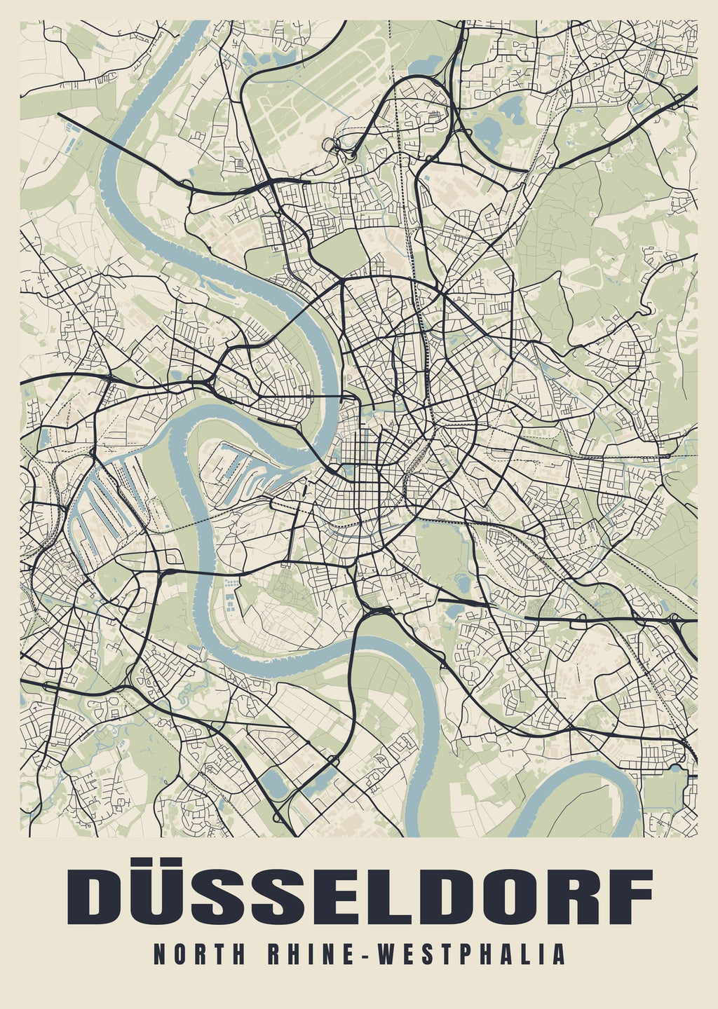 Street map poster of Düsseldorf, North Rhine-Westphalia