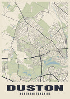Street map poster of Duston, Northamptonshire