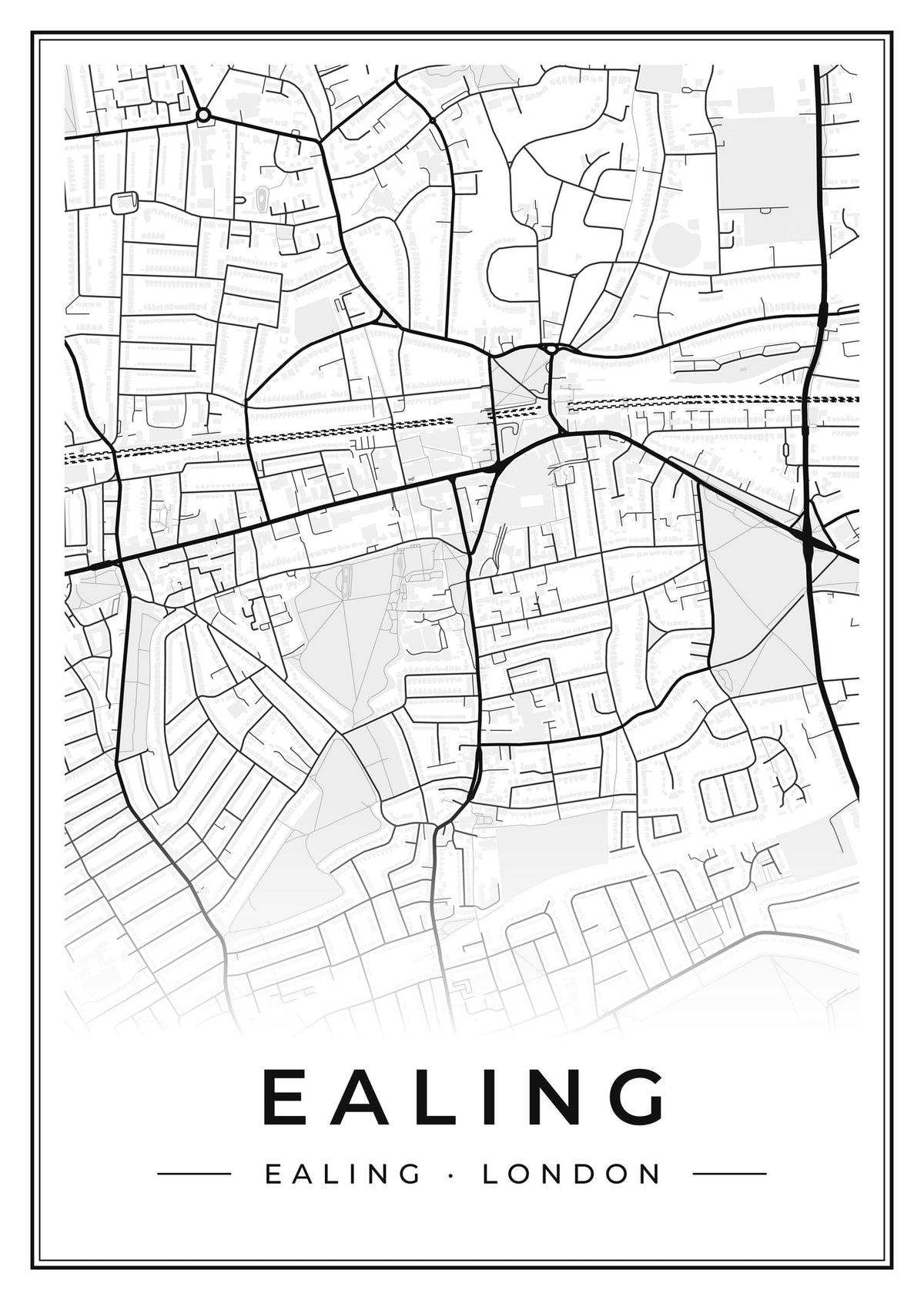 Street map poster of Ealing, Ealing, London