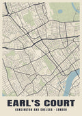 Heritage street map poster of Earl's Court, Kensington and Chelsea, London