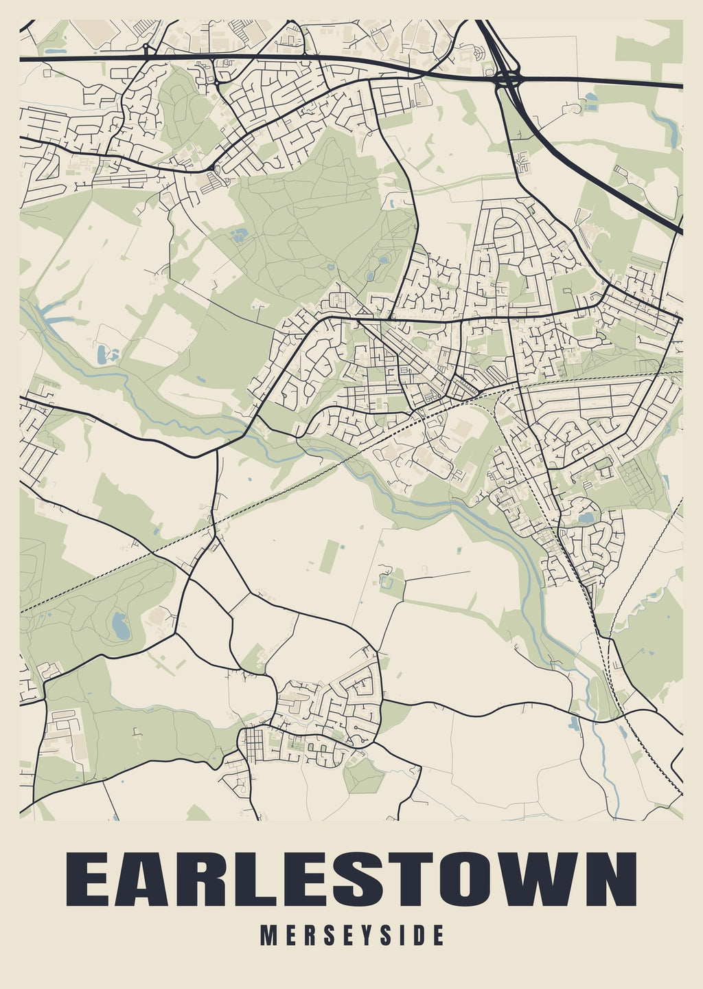 Street map poster of Earlestown, Merseyside