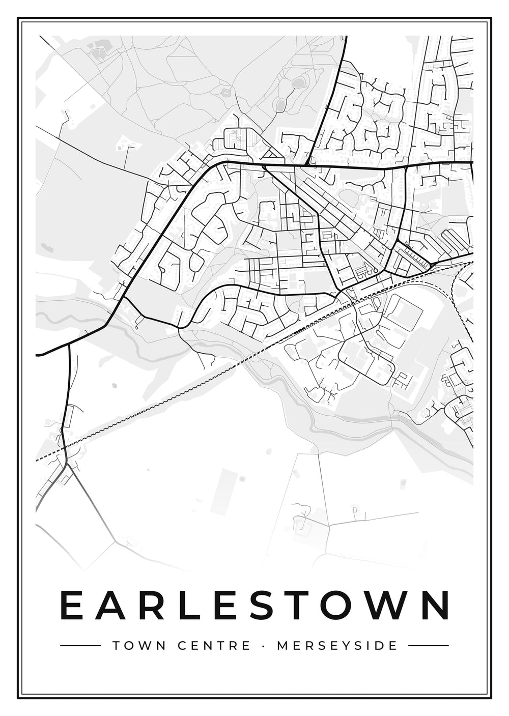 Earlestown Town Centre Street Map Poster