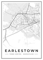 Street map poster of Earlestown town centre, Merseyside