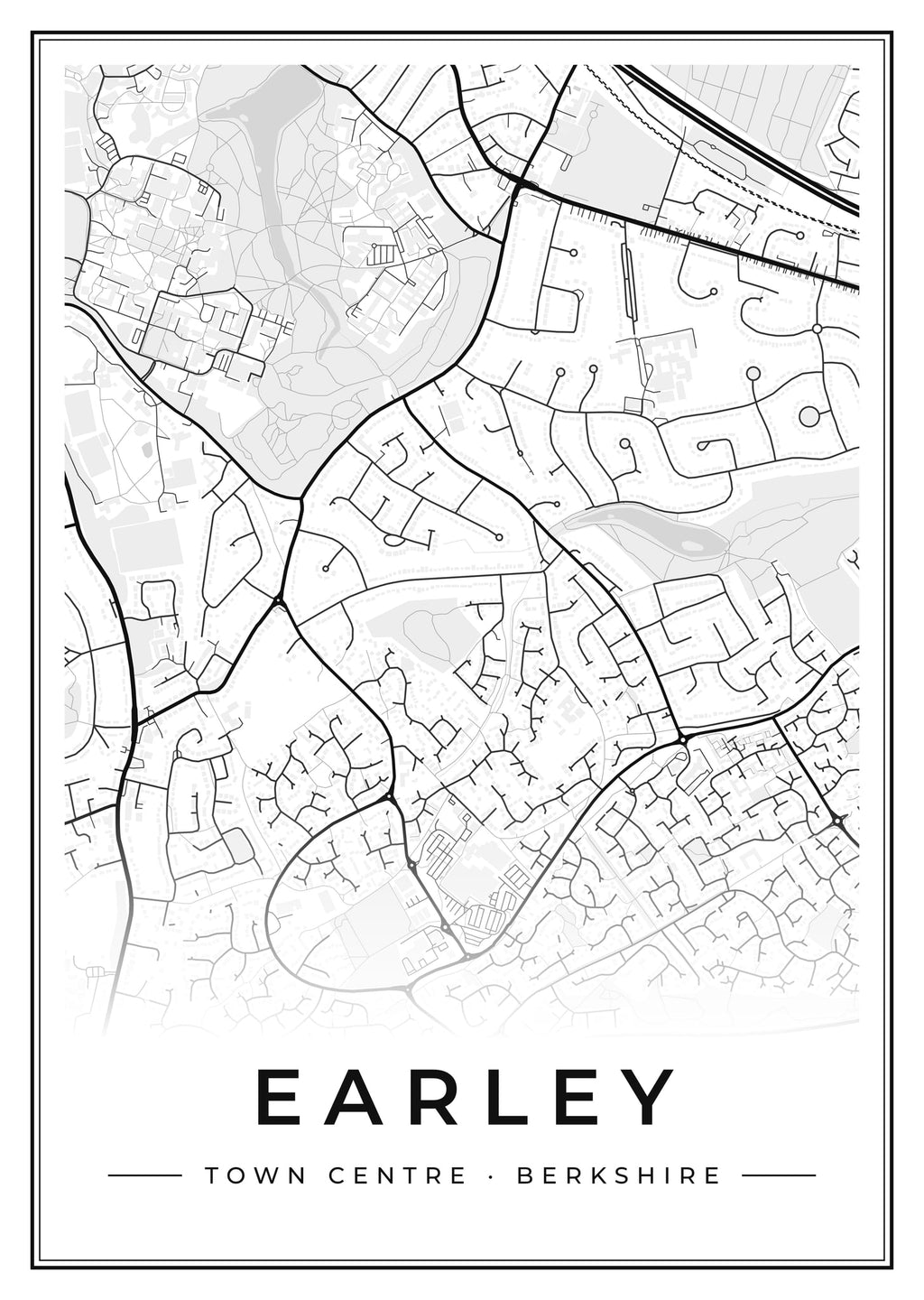 Street map poster of Earley town centre, Berkshire