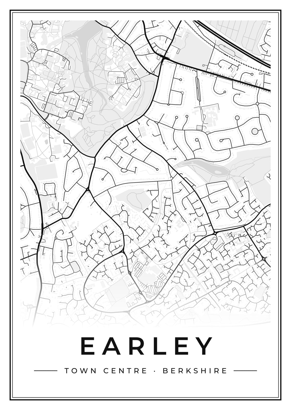 Street map poster of Earley town centre, Berkshire