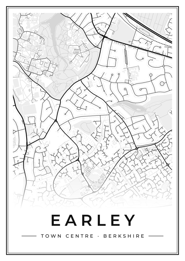 Earley Town Centre Street Map Poster