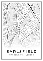 Street map poster of Earlsfield, Wandsworth, London