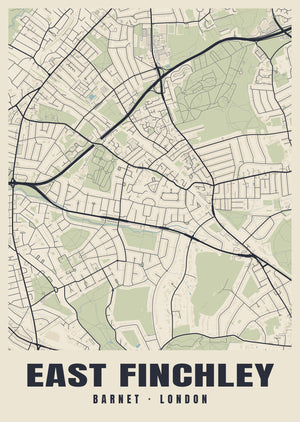 East Finchley Heritage Street Map Poster