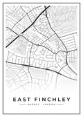 Street map poster of East Finchley, Barnet, London