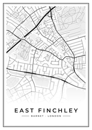 East Finchley Street Map Poster