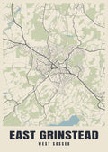 Street map poster of East Grinstead, West Sussex