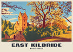 Mains Castle, East Kilbride poster, Retro Railway style