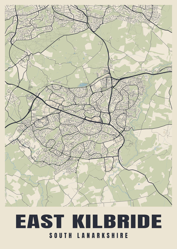 East Kilbride Street Map Poster