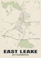 Street map poster of East Leake, Nottinghamshire