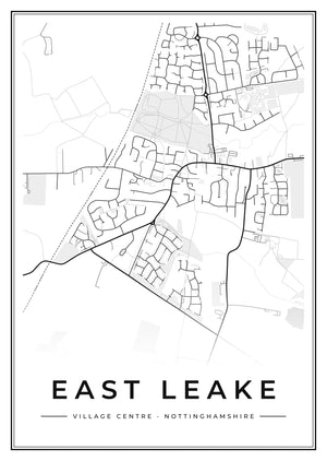 East Leake Village Centre Street Map Poster