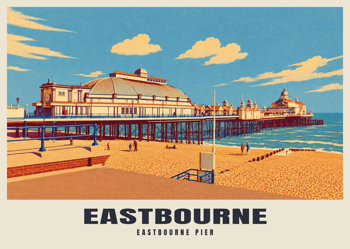 Eastbourne Pier poster, Retro Railway style
