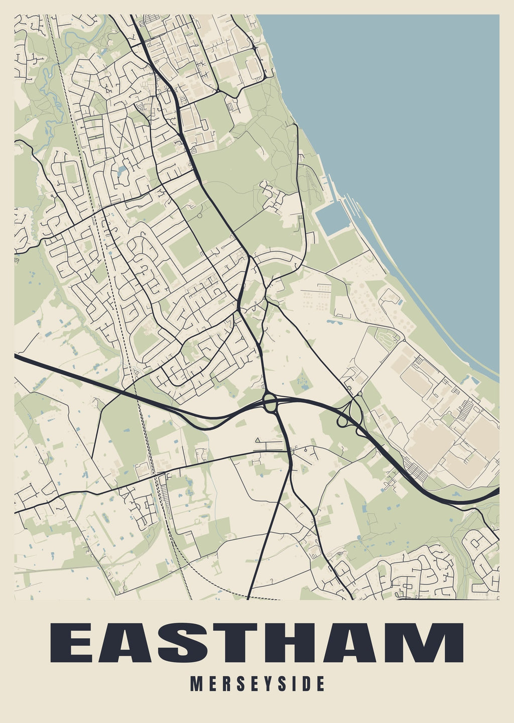 Street map poster of Eastham, Merseyside