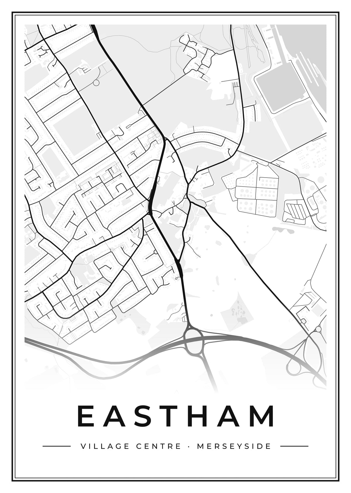 Street map poster of Eastham village centre, Merseyside
