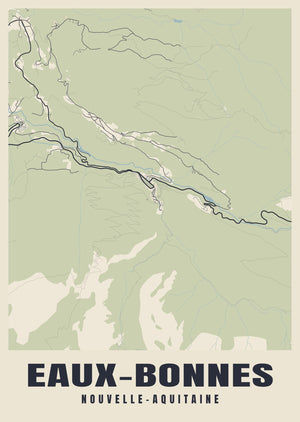 Eaux-Bonnes Street Map Poster