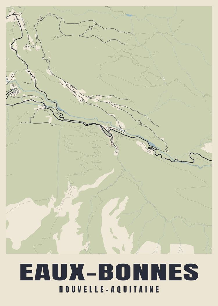Eaux-Bonnes Street Map Poster