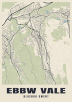 Street map poster of Ebbw Vale, Blaenau Gwent