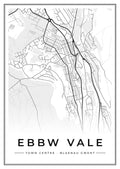 Street map poster of Ebbw Vale town centre, Blaenau Gwent