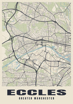 Street map poster of Eccles, Greater Manchester
