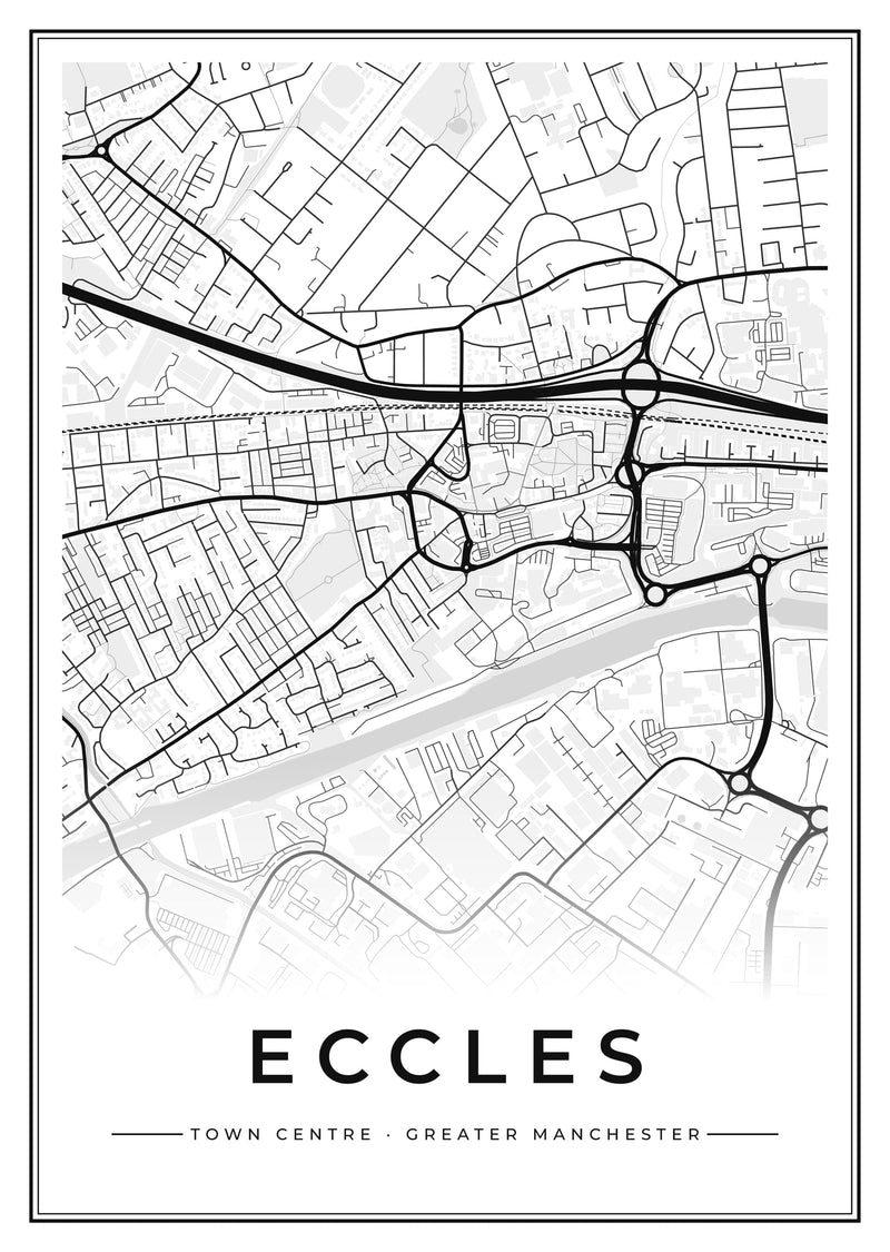 Eccles Town Centre Street Map Poster
