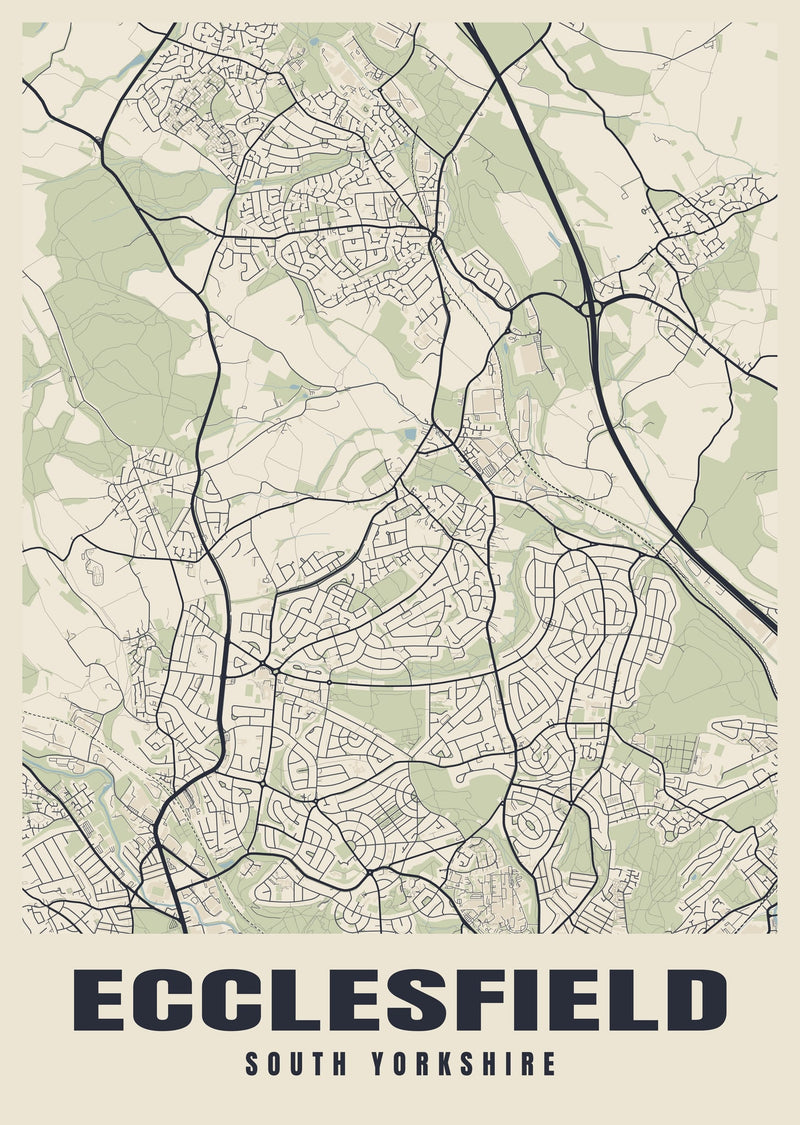 Ecclesfield Street Map Poster