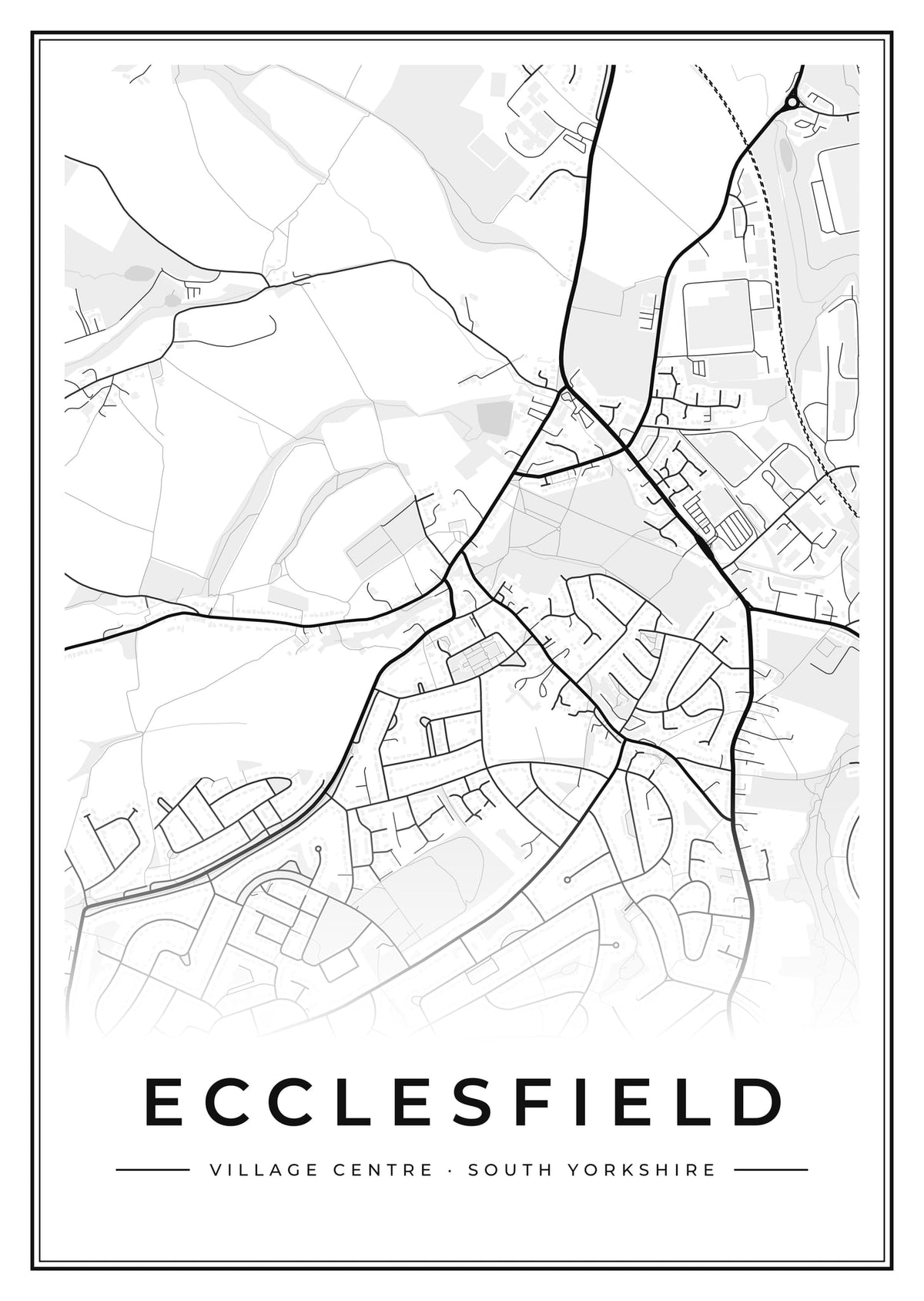 Street map poster of Ecclesfield village centre, South Yorkshire
